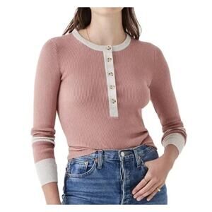 Faherty Mikki Henley Womens XL Cashmere Blend Ribbed Sweater Long Sleeve Top